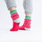 grips on pink and and green colorblock varsity house socks