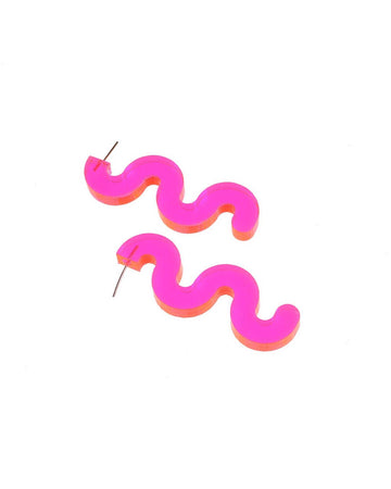 pink acrylic squiggle earrings