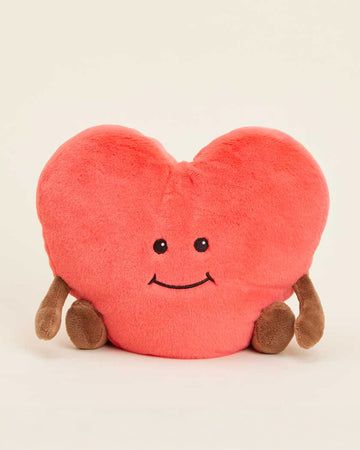 red smiley heart heating plush