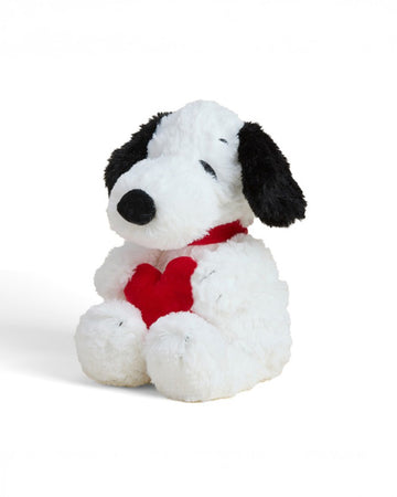 snoopy heating plush holding a red heart