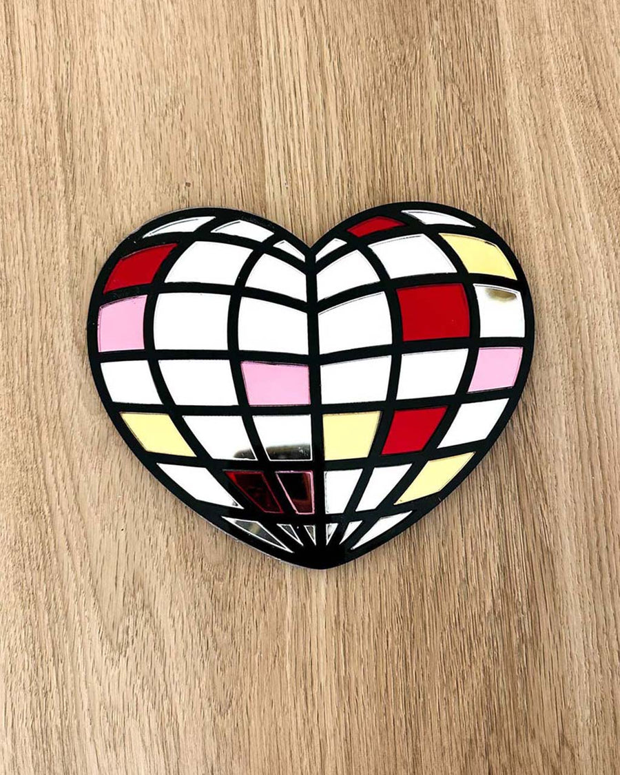 plastic acrylic heart shaped 'disco' heart mirror wall art