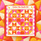 pink, red, cream, and orange heart patchwork kit