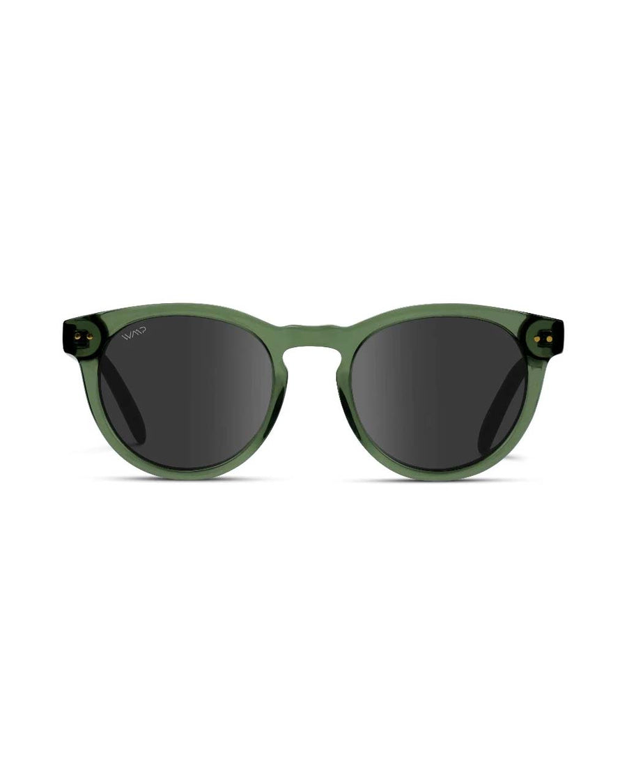 front view of crystal green round sunglasses