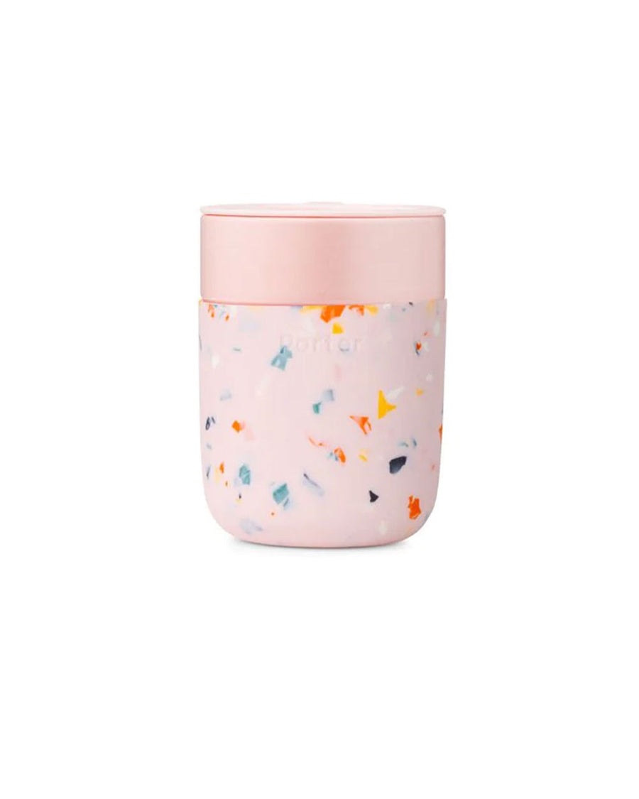 pink terrazzo portable mug