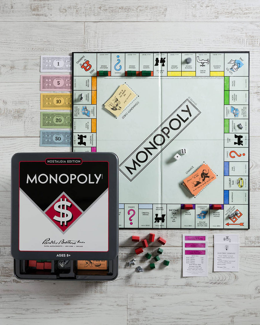 vintage monopoly nostalgia tin with gameboard and pieces
