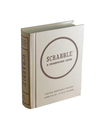 vintage scrabble game with bookshelf cover