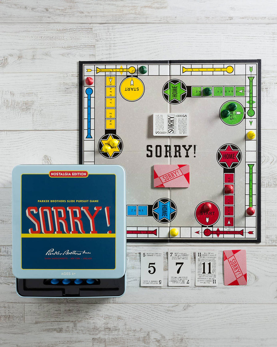 sorry! nostalgia tin with gameboard and pieces