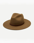 olive brown wide brim hat with brown trim