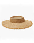 straw woven wide brim hat with open top for hair.