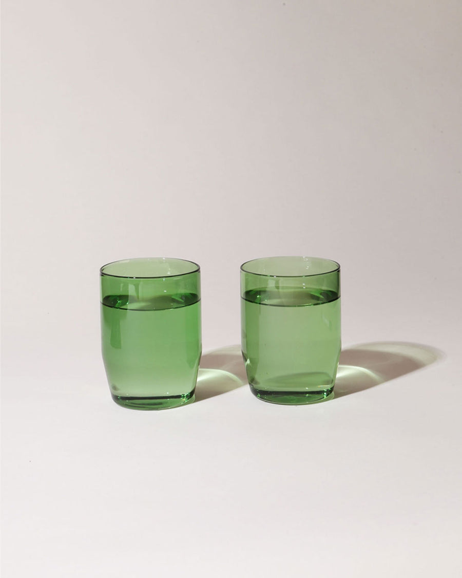 set of 2 green 12 oz glasses
