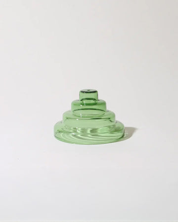 green stacked glass incense holder