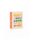 book shaped de-stress ball with 'there's a really good plot twist in here' on the front and spine