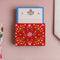 red folk floral tab notes holder with dainty scalloped floral paper