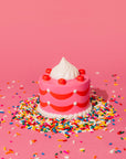 red and pink cake shaped de-stress ball