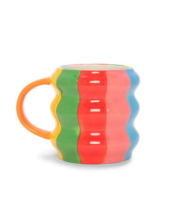 vertical rainbow stripe wave ceramic mug