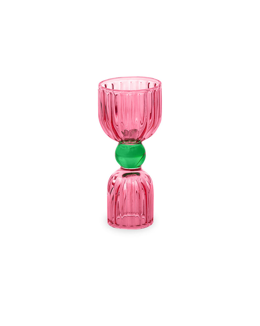 pink and green double ended shot glass (1/2 shot and 1 shot)