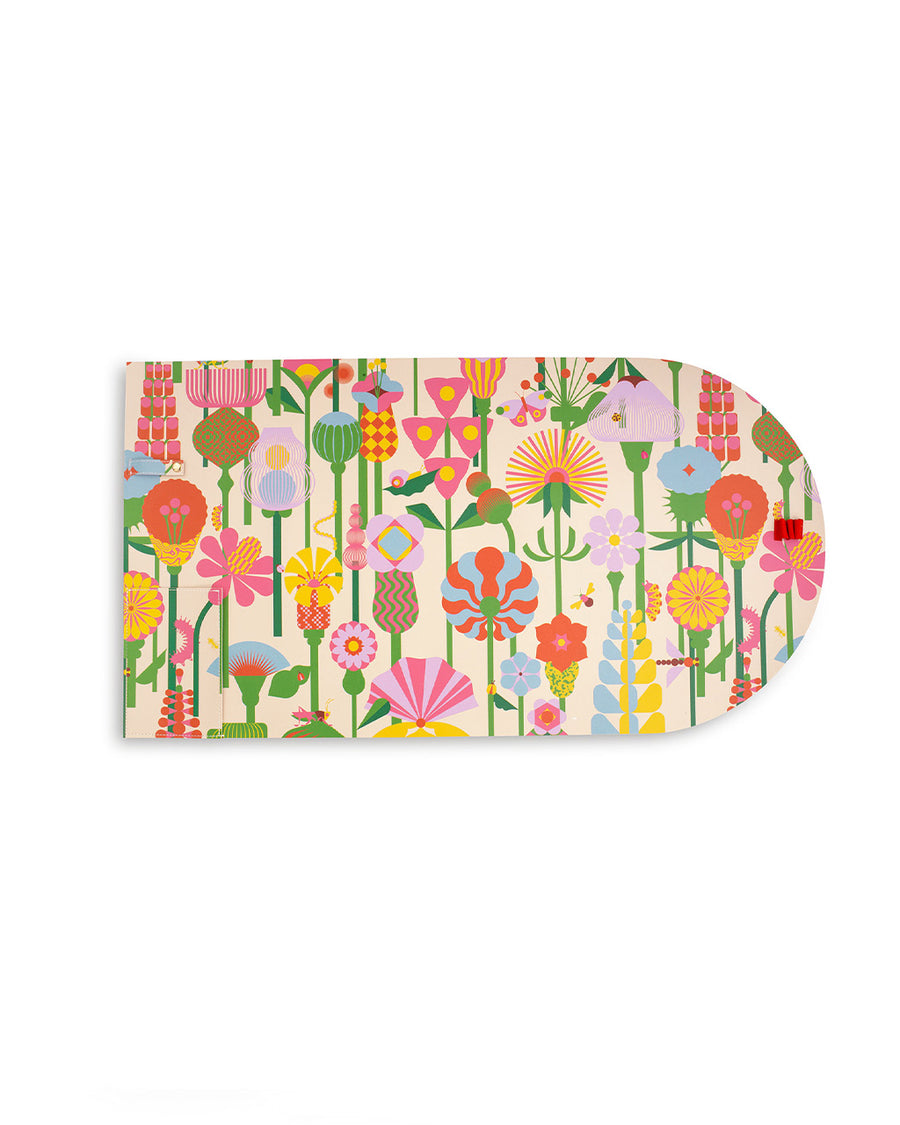 desk pad with cream ground and colorful abstract flower print