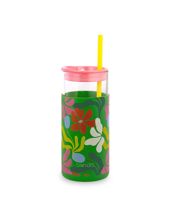 Glass Tumbler Green Geometric Floral ban.do