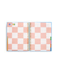pink and white checkerboard lined notes pages