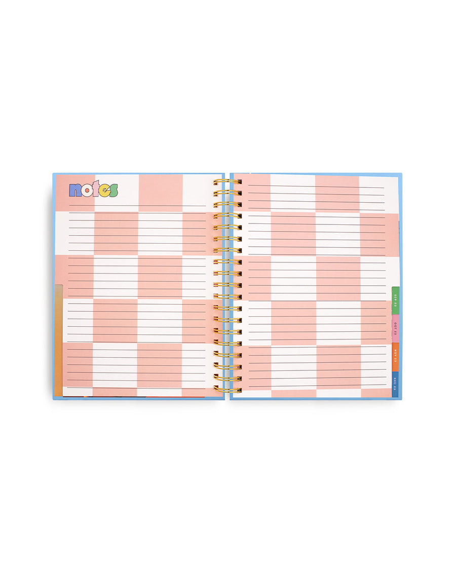pink and white checkerboard lined notes pages