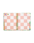 lined notes page with pink and white checkerboard background