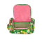 pink inside of on the go pouch with green ground and abstract flower print