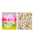 set of two pocket folder set: make time for magic and geometric floral