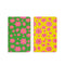 set of two notebooks with green ground and pink flowers and yellow ground with pink flowers