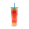 back view of 24 oz color changing tumbler with the saying 'i got smooched at the tunnel of love' across the front