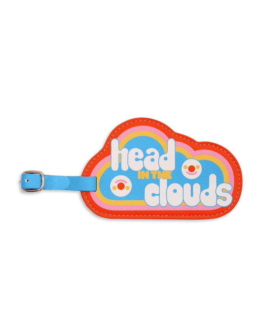 cloud shaped 'head in the clouds' retro colored luggage tag