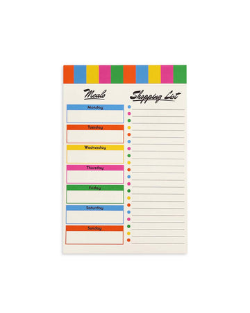 colorful stripe meal and shopping list notepad with magnetic back