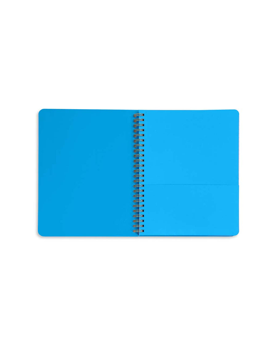 blue interior of mini notebook