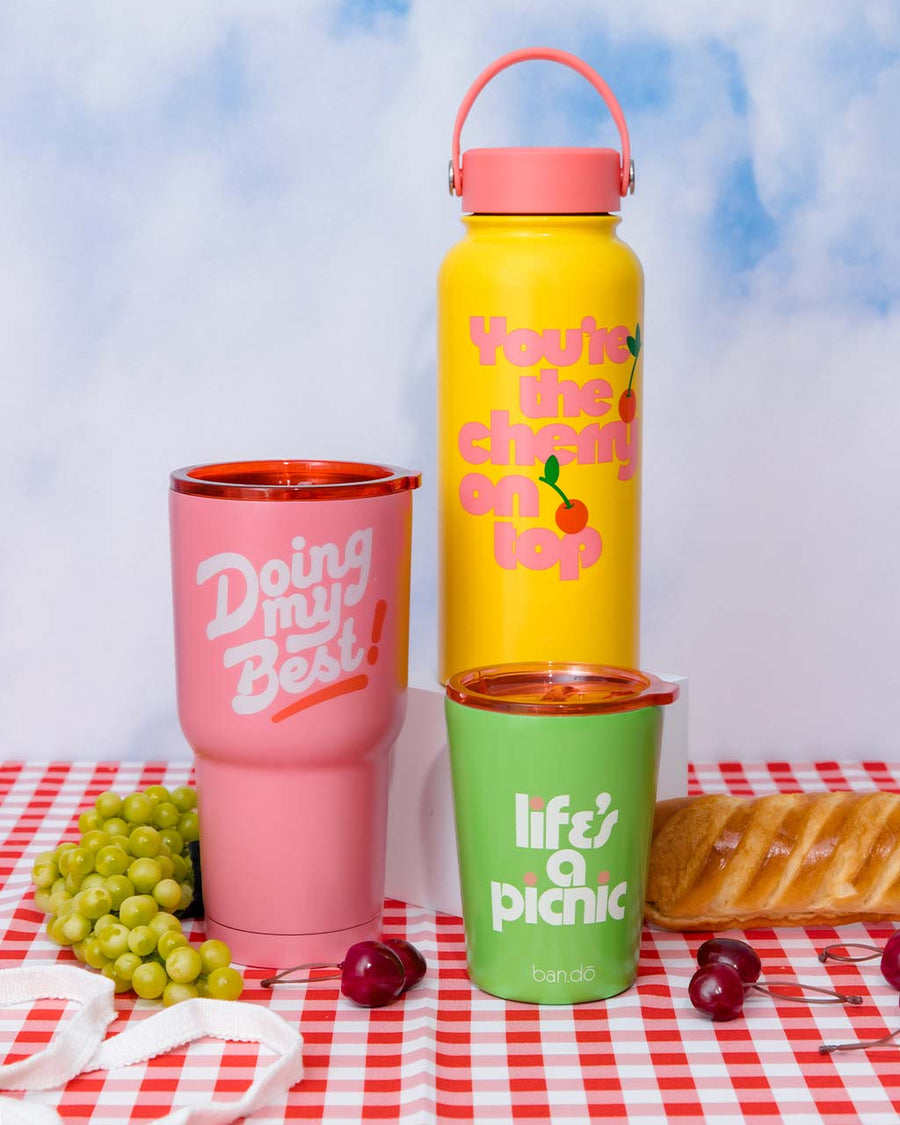 stainless steel water bottle, tumbler, and small tumbler