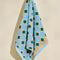 blue, cream and kelly green pool floor print cotton handle towel