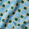 up close of blue, cream and kelly green pool floor print cotton handle towel