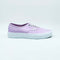 side view of vans lavender sneaker with white sole and white laces