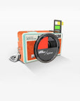 orange wide angle camera kit with lense on it