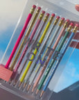 Video of compliment pencils with encouraging phrases on each colorful pencil