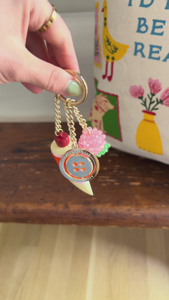model showcasing fidget keychain