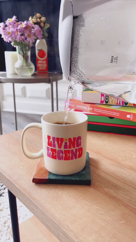 video of making tea in the living legend mug