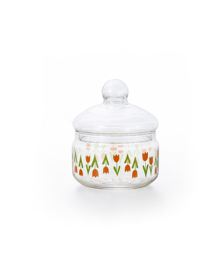 12 oz. candy jar with red tulip print