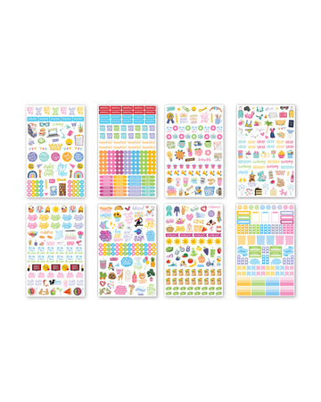 pack of 8 sticker sheets with classic planner stickers