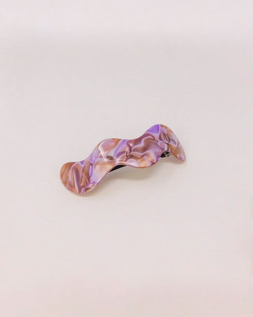 wavy purple multi swirl curved clip