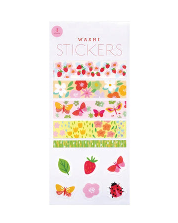 washi stickers with springtime flowers, fields and butterflies