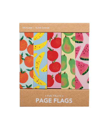 set of page flags in various fruit patterns