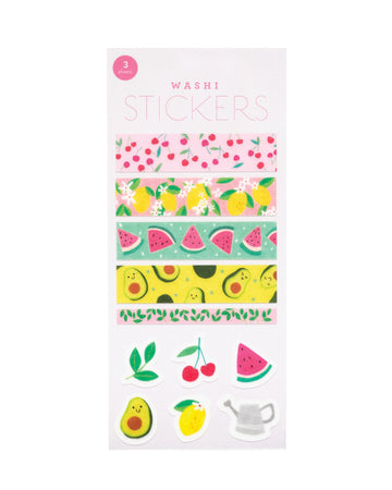 washi stickers in various summer fruit patterns