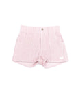 powder pink shorts with front seam detail and pockets