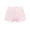 powder pink shorts with front seam detail and pockets
