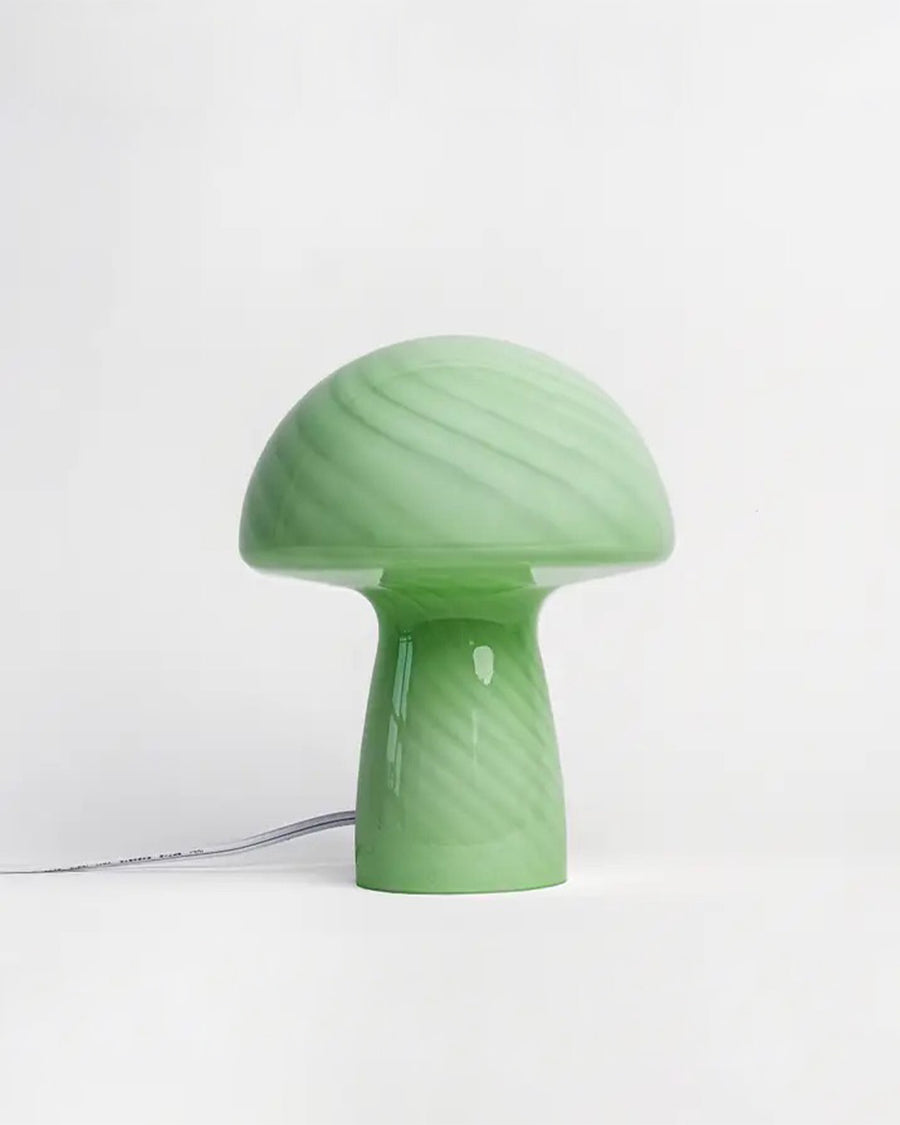 glass green stripe mushroom lamp