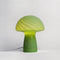 lit glass green stripe mushroom lamp